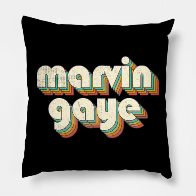 Retro Vintage Rainbow Marvin Letters Distressed Pillow by Cables Skull Design