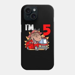 I'm 5 Birthday Firefighter T-Rex Phone Case