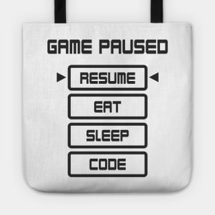 eat sleep code game menu Tote