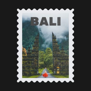 Bali Indonesia Postcard Stamp Design with Travel Photograph T-Shirt