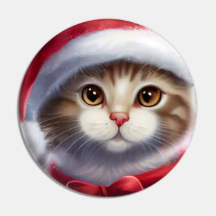 I am your Santa Kitten | Lovely Cute Cat With Red Ribbon and a Santa Hat Pin