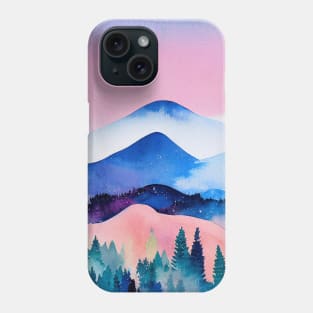 Watercolor mountains landscape 1 Phone Case