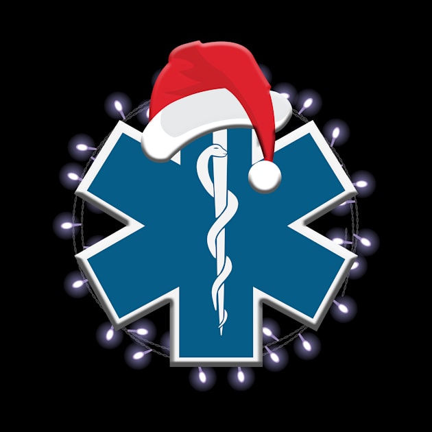 EMT Paramedic EMS Star Of Life Christmas Wreath by JessieJune