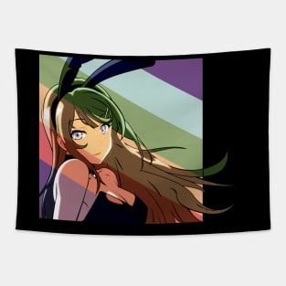 Retro Background Sweet Bunny Girl Tapestry