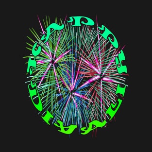 Happy Diwali Light Up The World With Fireworks Teal Green T-Shirt