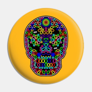 Colorful Skull de Los Muertos Pin