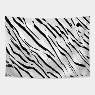 Zebra Print-Retro Modern- Abstract Pattern Square in Black ,White and Blue Tapestry