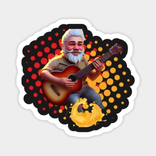 Gnome Musicians Guitar Halftone Splash Magnet