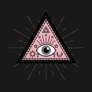 All Seeing eye - Pink with Grey eye T-Shirt