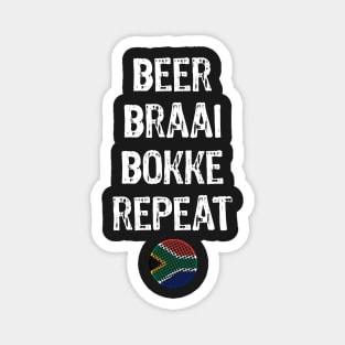 Beer Braai Bokke Repeat | South Africa Rugby Supporter | Braai Time Magnet