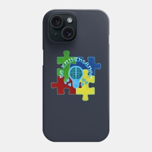 Autism Awareness Be Enlightened Puzzle and Blue Lightbulb Phone Case