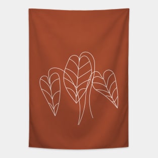 Boho, Terracotta, Line Art, Botanical Tapestry