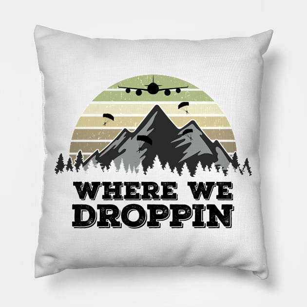 Where We Droppin, Funny Gamer Gift Idea Pillow by Zen Cosmos Official