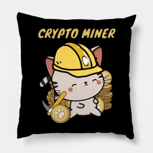 Crypto Miner Tabby Cat Pillow