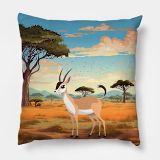 Springbok Against The Backdrop of The Savanna Pillow