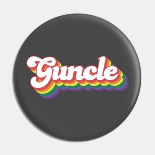 Guncle – Whimsical rainbow bubblegum font – – lgbt gay uncle Guncle's Day  humorous brother gift Pin