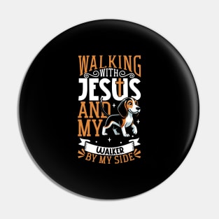 Jesus and dog - Treeing Walker Coonhound Pin