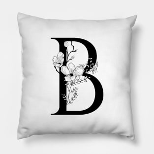 Letter B Monogram - Floral Initial Pillow