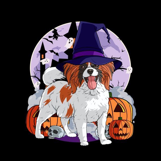 Papillon Cute Dog Scary Halloween Witch Pumpkin by Noseking