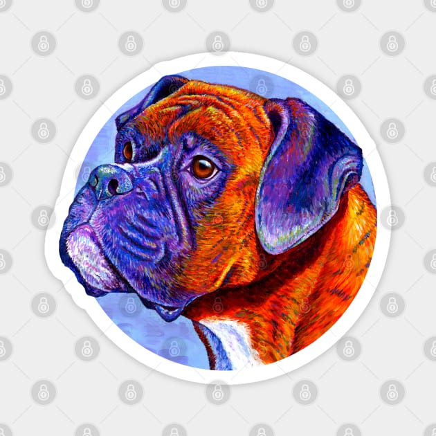 Colorful Brindle Boxer Dog Magnet by rebeccawangart