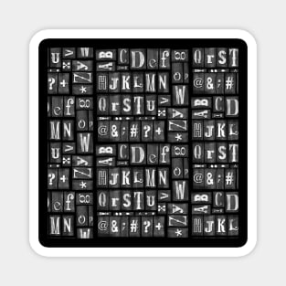 Print Block Alphabet in black and white Magnet
