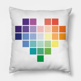 Rainbow Pixel Hearts Pillow