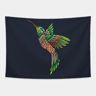 Vibrant Flight: Stylized Hummingbird Tapestry