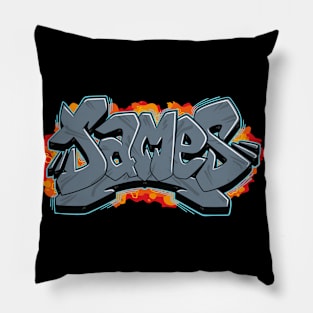 James graffiti name lettering Pillow