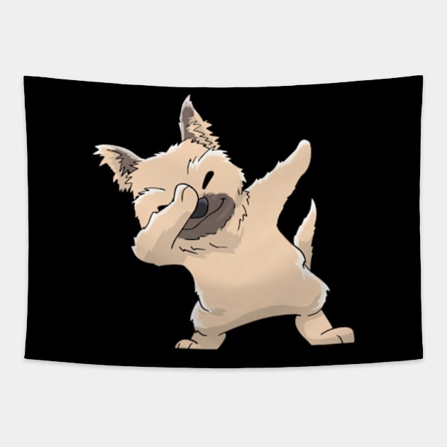 Cairn Terrier Dabbing Kawaii Tapestry by KAWAIITEE