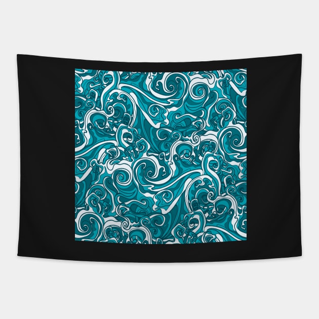 Wavy Seamless Pattern Tapestry by devaleta