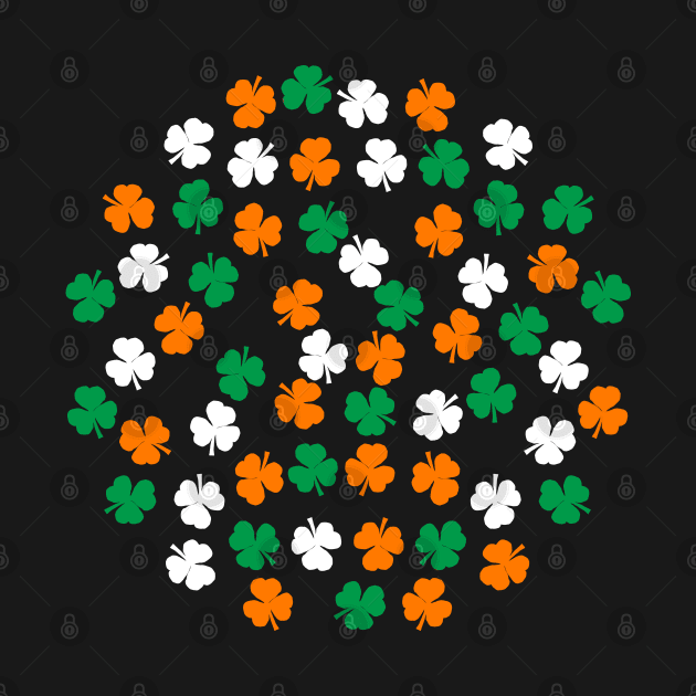 Small Cluster of Green White Orange Shamrock by ellenhenryart