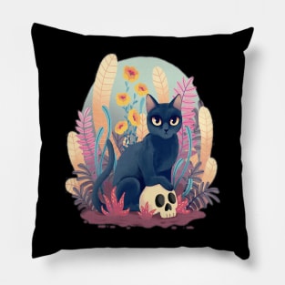 cat in the night Pillow