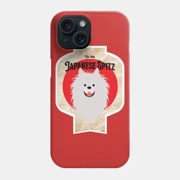 Japanese Spitz - Distressed Japanese Spitz Beer Label Design Phone Case by DoggyStyles