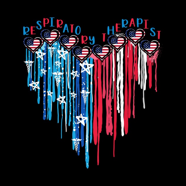 Respiratory Therapist American Flag Heart 4th Of July by nakaahikithuy