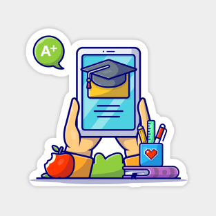 Online Education Cartoon Vector Icon Illustration Magnet