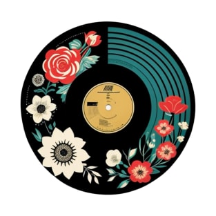 Retro Vintage Floral Vinyl Record T-Shirt