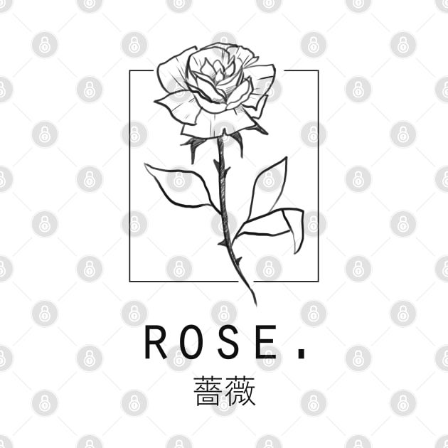 Rose "Bara" Japanese Flower Minimalist/Simple Design by Neroaida