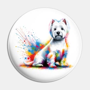 West Highland White Terrier in Vivid Splash Art Pin