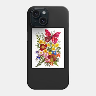 Butterfly Print Flowers Flower Print Butterfly Floral Print Floral Wall Art Butterfly Poster Fern Print Phone Case