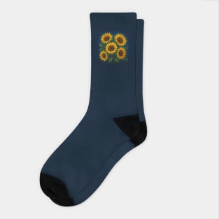 Golden Sunflowers Impasto Socks