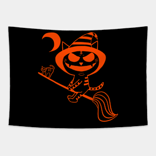 Halloween witch  cat Tapestry