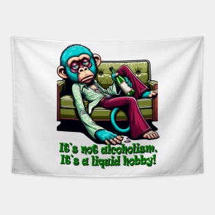 Retro 70s drunk Chillout - Drunk Monkey Humor Vintage Sofa Art Tapestry