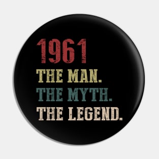 Vintage 1961 The Man The Myth The Legend Gift 59th Birthday Pin