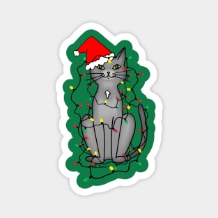 Christmas Lights Cat Magnet