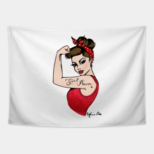 Girl Power by Anne Cha Modern Rosie the Riveter Tapestry