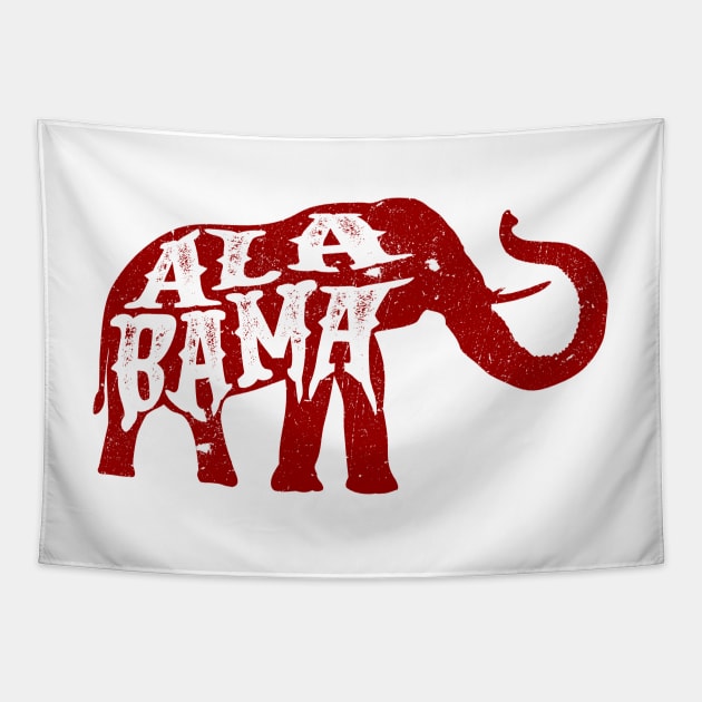 Alabama Elephant - Crimson Distressed Tapestry by joshp214