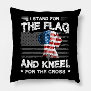 Vizsla Dog Stand For The Flag Kneel For Fallen Pillow