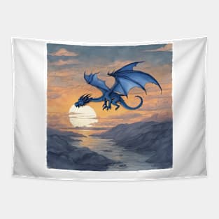 Blue Dragon In The Sun Tapestry