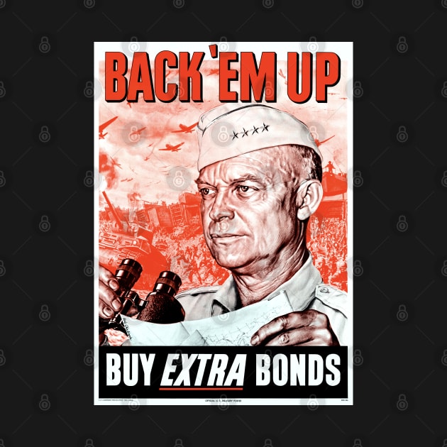 WWII War Bonds Propaganda Poster w/ General Dwight Eisenhower looking into the distance. by vintageposterco
