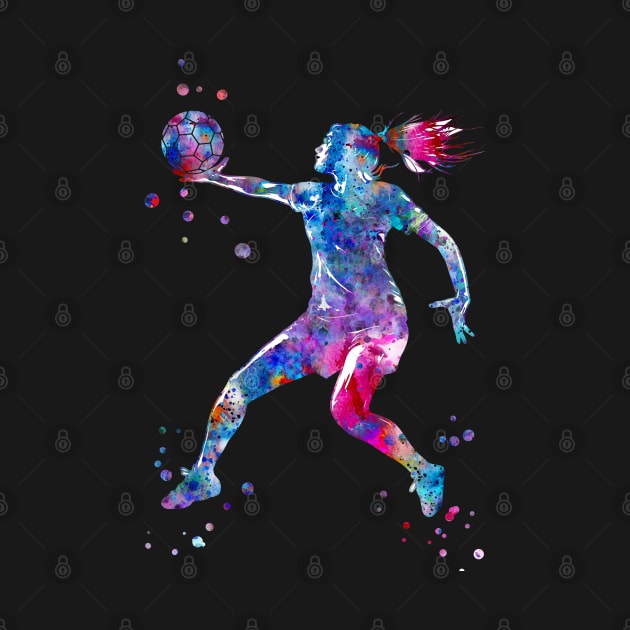 A Handball Player Girl Hits The Ball by RosaliArt